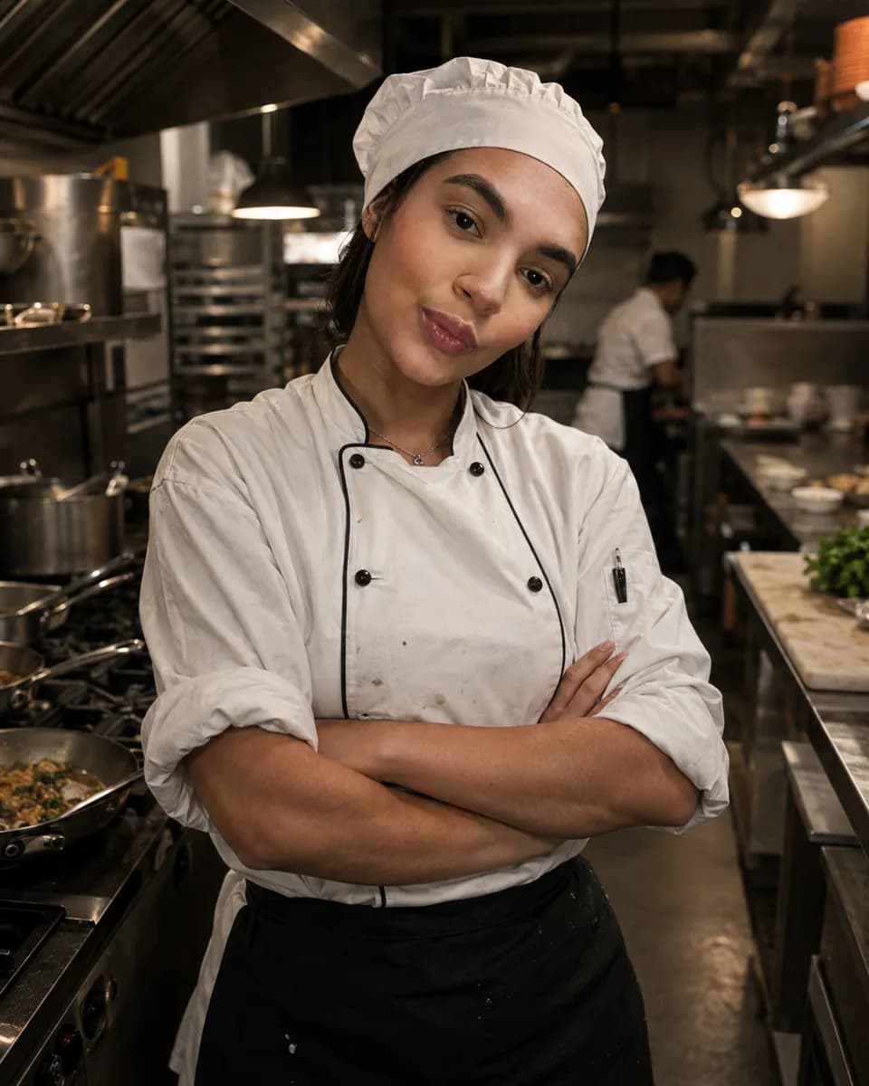 Chef Lorena em sua cozinha